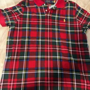 Ralph Lauren Men's Red Plaid Polo Shirt